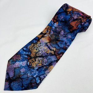 First Avenue Mens Necktie Abstract Multicolor Made in USA 53" L x 3.75" W